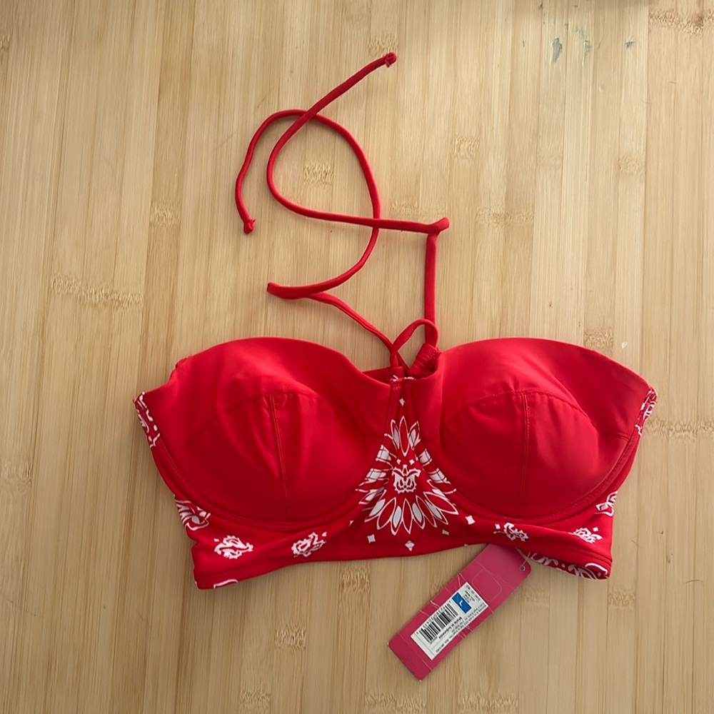 Xhileration padded swim top Cherry Red